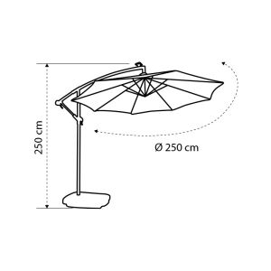 Parasol remoto con LED completo (base + parasol)