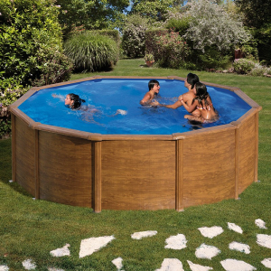 Gre Pacific Ø240 imitación madera - Piscina redonda de acero