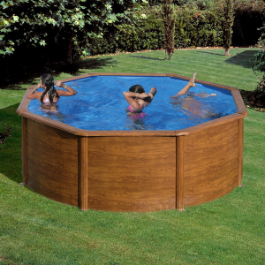 Gre Sicilia Ø300 imitación madera - Piscina redonda de acero