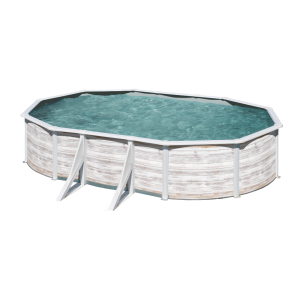 Gre Finlandia 500 x 300 imitación madera  - Piscina ovalada de acero