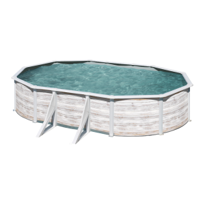 Gre Finlandia 610 x 375 imitación madera - Piscina ovalada de acero