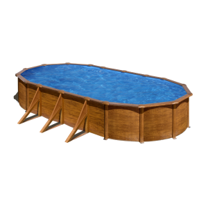 Gre Pacific 730 x 375 imitación madera - Piscina ovalada de acero