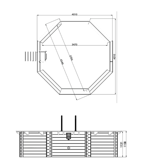 Piscina de madera SCP Tropical Sunshine 434 × 401 cm