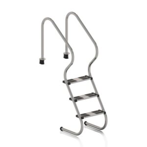 Escalera de seguridad Gre 3 peldaños dobles de acero inoxidable AISI 316 para piscina enterrada · Gre
