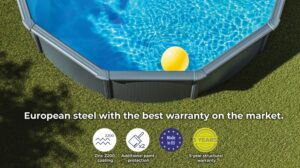 Piscina de acero Gre Anthracite 132 cm Ø 350 × 132 cm