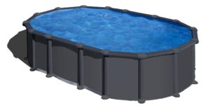 Piscina de acero Gre Anthracite con vigas enterradas 610 × 375 × 132 cm