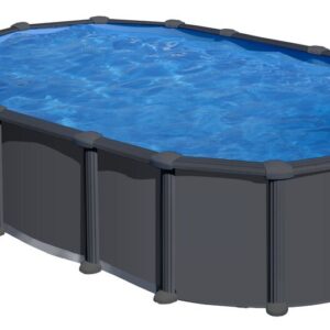 Piscina de acero Gre Anthracite con vigas enterradas 610 × 375 × 132 cm