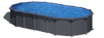Piscina de acero Gre Anthracite con vigas enterradas 730 × 375 × 132 cm
