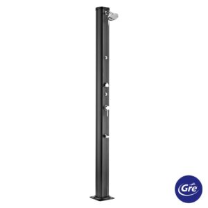 Ducha solar Gre de aluminio negro con lavapiés 32 l · Gre