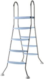 Escalera Gre 2×4 peldaños de acero inoxidable con plataforma para piscina elevada de hasta 132 cm · Gre