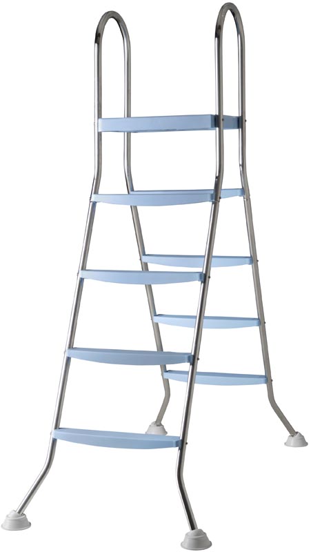 Escalera Gre 2×4 peldaños de acero inoxidable con plataforma para piscina elevada de hasta 132 cm · Gre