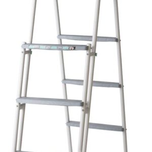 Escalera de seguridad Gre 2×3 peldaños de acero galvanizado con plataforma para piscina elevada · Gre