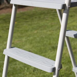 Escalera Gre 2×3 peldaños de acero galvanizado con plataforma para piscina elevada · Gre