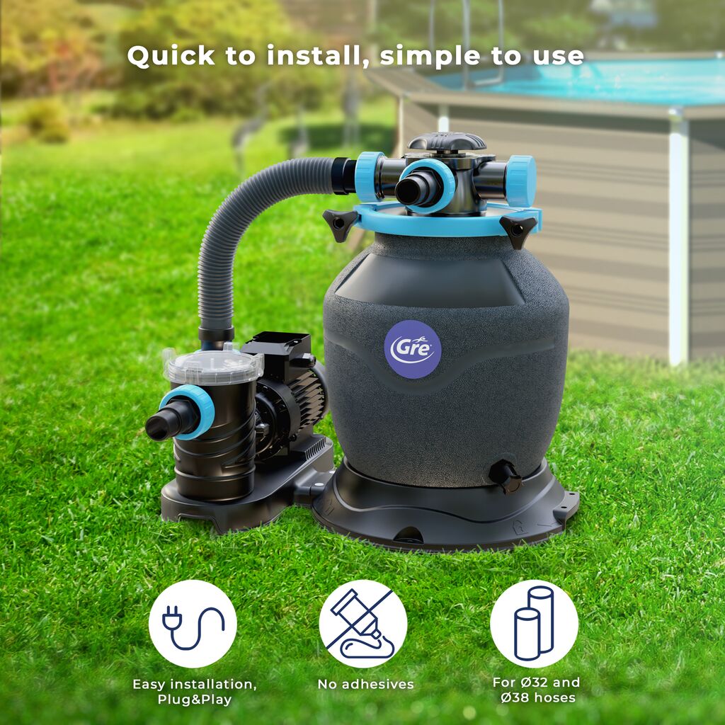 VersaPool Ø 320 mm · 4 m³/h: Agua más clara que con cartucho
