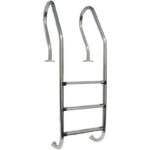 Escalera Gre 3 peldaños de acero inoxidable AISI 304 para piscina de madera