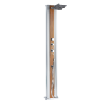 Ducha exterior híbrida Formidra Dada Straight 40 L Acero inoxidable y madera